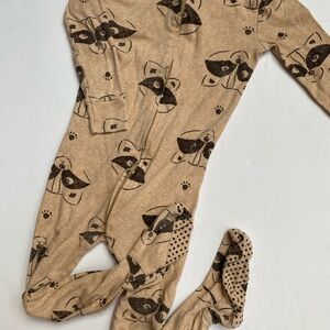 Old Navy Tan Raccoon Print Footed One-Piece Pajamas